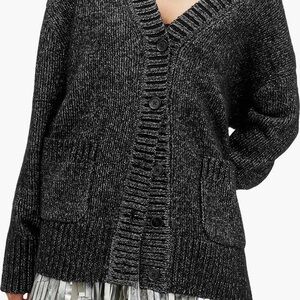 NWT AllSaints Sabrina Metallic Merino Wool Blend Cardigan Size Small
